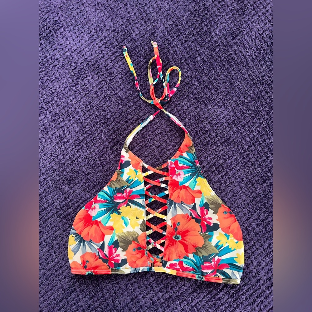 Hollister Multicolor floral Bikini Top small